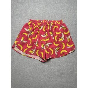 BOA Womens pink yellow Go Banana Print Running 1" Elite Split Shorts Size M